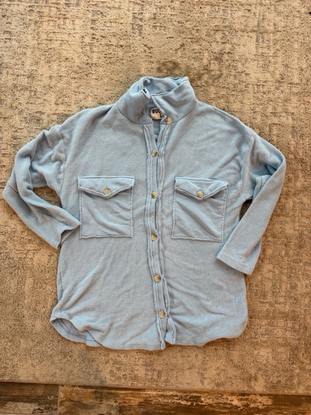 Bucket List brand Light Blue Button-Up Pocket Cardigan